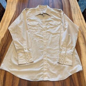 Western Beige Button-Up Shirt